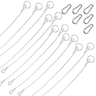 Image de 12 câbles en acier inoxydable de 2 mm, câbles de tension, câbles en acier avec crochet et œillet, kit de tendeurs, câbles pour accrocher des tableaux, câbles en acier pour suspensions