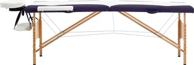 Immagine prodotto di Lettino Massaggio Pieghevole 2 Sezioni in Legno Bianco e Viola