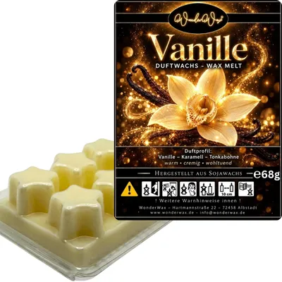 Produktbild von WonderWax Duftwachs Wax Melts für Duftlampe, 6 Sterne Duftmelt Wachsmelt Sojawachs Duftwachs Würfel für Raumdüfte, Wachs Duftöl Winter Indoor Schmelzen für Aromalampe Vanille