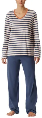 Productafbeelding van Schiesser Casual Essentials Pyjama: Casual, lange pyjamaset, met V-hals, gemaakt van 100% katoen