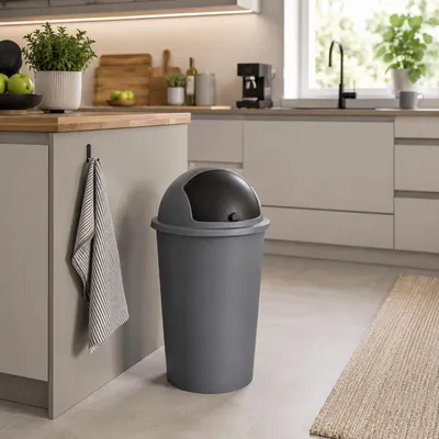 Produktbild von Abfalleimer Schwingdeckeleimer Mülleimer 50 Liter Grau