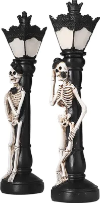 Zdjęcie produktu dla Halloweenowa lampa z czaszką Miniaturowa lampa uliczna Vintage Skeleton Domowe dekoracje na Halloween