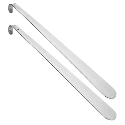 Immagine prodotto di set di 2 calzari in acciaio inox | calzari da 52 cm | calzari in metallo | design robusto | calzari in metallo con perforazione per essere appesi