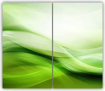 Produktbild von Tulup Glas-Herdabdeckplatte - 2x30x52cm - Glaskeramikkochfeld-Abdeckung Spritzschutz Zweiteilig Grüne Wellen