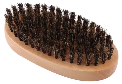 Image de Peigne et brosse pour la barbe et la moustache, avec des poils en bois de bœuf, manche en bois, style militaire