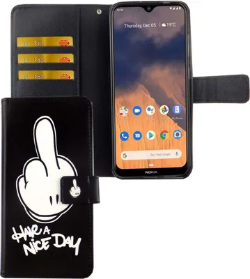Produktbild von Nokia 2.3 Tasche Handy Hülle Schutz-Cover Flip-Case mit Kartenfach Have a nice day