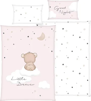 Produktbild von Herding Kinder-Wendebettwäsche Little Dreamer" rosa--weiß 1x 100x135 cm + 1x 40x60 cm"