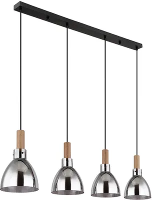 Produktbild von Pendellampe, 4-flammig, Metall Glas, schwarz rauch, L 105 cm