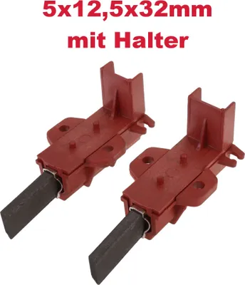 Two red motor brushes with black carbon inserts, presented on a white background with text above.