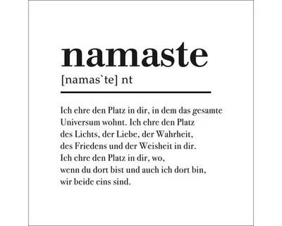 Produktbild von Glasbild Definition Namaste 20x20 cm