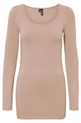 Productafbeelding van VERO MODA dames, model VMMAXI My LS Soft, lange mouwen, U-hals, kleur: fawn, maat: XXL