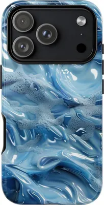 Produktbild von Glänzendes Wellenmuster in Blau – Hülle Kompatibel mit iPhone 17 Pro