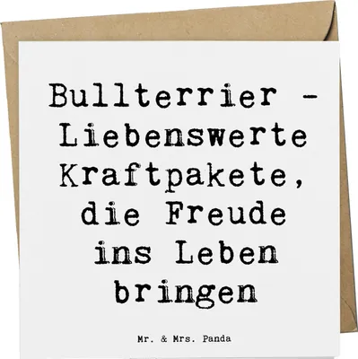 Produktbild von Mr. & Mrs. Panda Grußkarte Spruch Bullterrier Kraftpaket - Weiß - Geschenk, Hunderasse, faltkarte, Hundeliebhaber, anlasskarte, Hunde, freundliche, Klappkarte, Hund