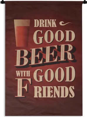 Produktbild von MuchoWow® Wandteppich Wandbehang Mancave - Bier - Vintage - Freunde 120x180 cm Tapisserie Dekoration Wandtuch - Schlafzimmer - Dekorationen für das Haus