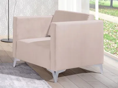 Obrázok produktu pre Čalúnené kreslo SIMON - béžové / kovové nožičky