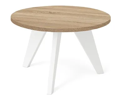 Produktbild von DEKORI_INTERIORS, LORA Couchtisch, 60 cm – minimalistisch, leicht und zeitlos für moderne Interieurs (Eiche Sonoma/Weiß)