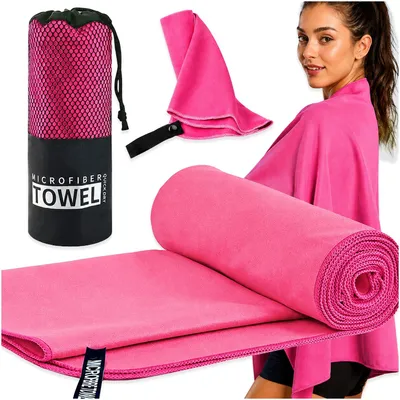 Produktbild von Mikrofaser Handtuch 76x152 cm Schnelltrocknend Reisehandtuch Strand Pool Fitness Rosa