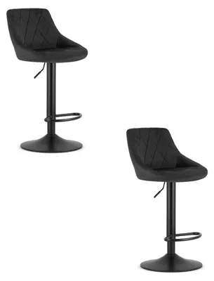 Image de Lot de 2 Tabourets de Bar Pivotants Kast en Velours Noir