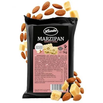 Produktbild von Lemke Marzipanrohmasse Simply Pure 1kg- Feines Berliner Rohmarzipan ohne Alkohol - 54% Mandelanteil - Marzipan Rohmasse zum Backen