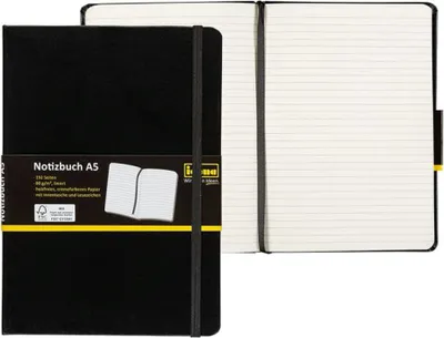 Produktbild von Idena Notizbuch 80g/m² liniert schwarz DIN A5 192 Seiten