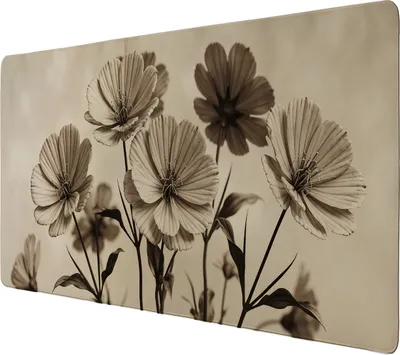 Produktbild von Botanische Blumen Schreibtischunterlage 69x31cm XXL Mauspad Sepia