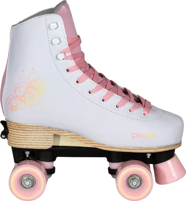 Produktbild von Playlife Roller Skates Classic Pale Rose, größenverstellbar, Weiß/Pink für Kinder, 54mm/80A Rollen, ABEC 5 Kugellager, art. nr.: 880329