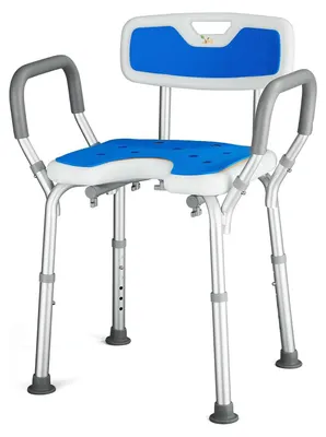 Immagine prodotto di Sedia per doccia - A forma di U - Con braccioli e schienale - 6 altezze regolabili - 350 lbs