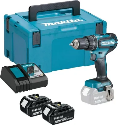 Produktbild von Makita DHP485RTJ Akku-Schlagbohrschrauber 18V, inkl. 2x 5,0Ah Akku und Netzteil