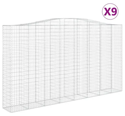 Obrázok produktu pre vidaXL Gabiony s vysokým oblúkom 9 ks 400x50x220/240cm Pozinkované železo