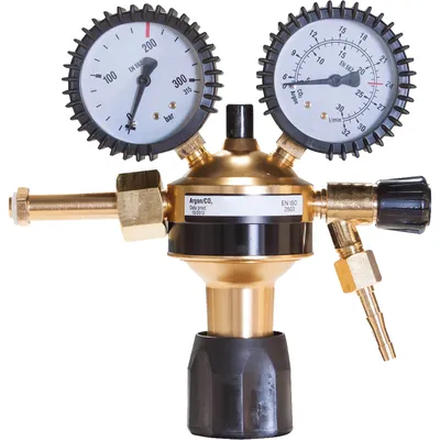 Produktbild von Druckminderer Argon/CO2 Eco mit 200 bar Eingangsdruck und 0-32 L/min Durchflussmenge, Gas Druckregler einstufig für MIG MAG WIG Schutzgas