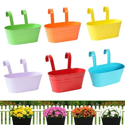 Image de Omgoods - Jardinières suspendues en métal - Pots de fleurs en métal noirs à suspendre