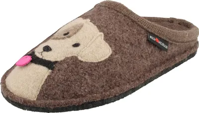 Produktbild von Haflinger Damen Hausschuh Filz Pantoffel Motiv Hund mit Herz Flair Rudi 313107, Größe:41 EU, Farbe:Braun