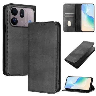Produktbild von Handyhülle für Oppo Find X10, Vintage Leder RFID Schutz Kartenfach Standfunktion Magnetische Klapphülle Schwarz