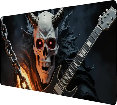 Produktbild von dämonischer Schädel mit E-Gitarre Schreibtischunterlage 89x40cm XXL Mauspad für