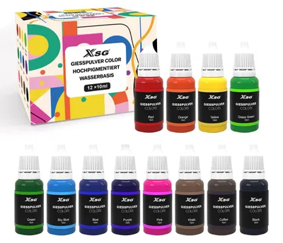 Productafbeelding van Solidchoice - 12 Kleurpigmenten voor Creatieve Projecten, Waterbasis, 10ml per Flesje