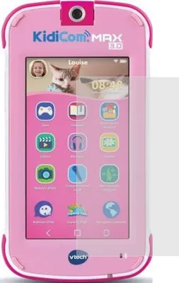 A pink Vtech Kidicom Max 3.0 tablet is shown from the front.