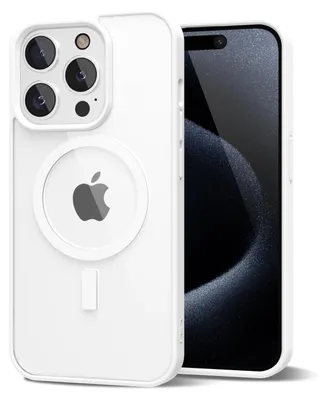 Produktbild von Magnetisch Hülle für iPhone 15 Pro, Kompatibel mit MagSafe, Transparent Acryl Stoßfeste Handyhülle Weiß