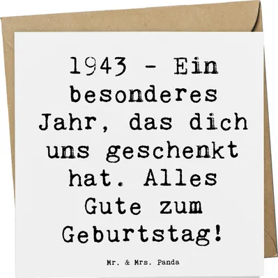 Produktbild von Mr. & Mrs. Panda Glückwunschkarte Spruch 1943 Geburtstag - Weiß - Geschenk, Jahr, Geburtstagsgeschenk, Jahrgang, Alter, Klappkarte, historisches, doppelkarte, faltkarte