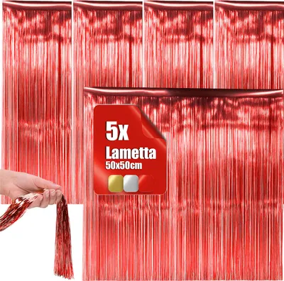 Produktbild von com-four® 5x Lametta - rote Lametta Girlande für Weihnachten