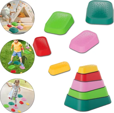 Produktbild von LZQ Balanciersteine für kinder, 5-teiliges Stapelsteine Förderung von Balance, Motorik & Koordination, Hügelkuppen Flusssteine Balancieren Set, Flußsteine Spiel für Jungen Mädchen ab 3 Jahre