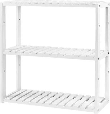 Produktbild von Famanu Badregal Bamboe verstellbare Regale Wandmontage - 60 x 15 x 54 cm - Weiß