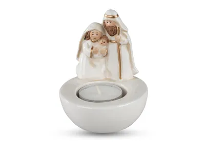 Produktbild von Teelichtleuchter mit heilige Familie 8x10cm aus Porzellan Glas Kerzenhalter formano
