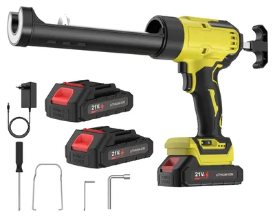 Zdjęcie produktu dla Pistolet do natrysku farby elektryczny, 6-stopniowa regulacja, oświetlenie LED, kolor żółty + 1 bateria
