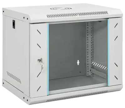 Obrázek produktu pro Síťový skříň, formát 19 palců, design pro montáž na zeď, barva šedá