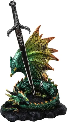Immagine prodotto di Drago verde con tagliacarte - Figurina, fantasy, lettera