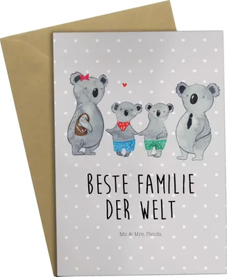 Produktbild von Mr. & Mrs. Panda Glückwunschkarte Koala Familie zwei - Grau Pastell - Geschenk, osterkarten, Muttertag, Zusammen, einladungskarten, weihnachtskarten, Grußkarte, Koalabär