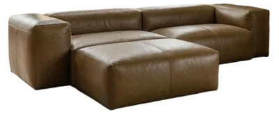 Produktbild von KAWOLA Sofa CELESTE 4-Sitzer mit Hocker Leder camel