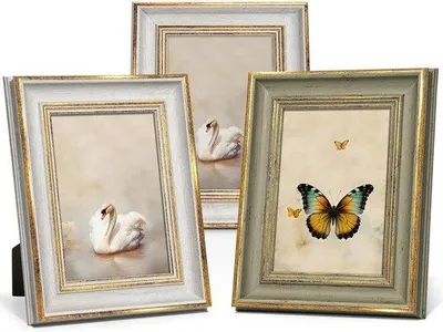 Immagine prodotto di Set di cornici vintage in oro bianco - confezione da 3
