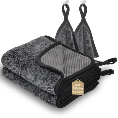 Productafbeelding van Microvezeldoeken voor de douche, 2 stuks, grijs, 40x60 cm, absorberend, zonder strepen