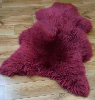 Image de TOP PEAU D'AGNEAU ÉCOLOGIQUE PEAU DE MOUTON BORDEAUX ROUGE NOUVEAU L - XXL 100-110 cm x 50-60 cm